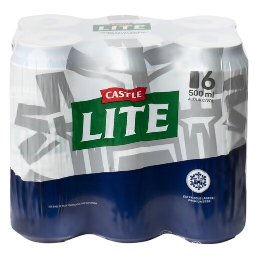 Castle Lite Beer 500ml 6-Pack