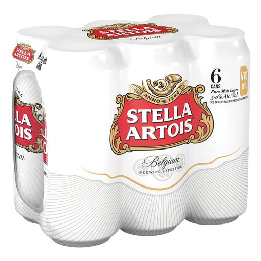 Stella Artois Premium Lager Beer 410ml 6-Pack